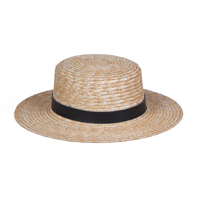 Spencer Leather Banded Straw Boater Hat
