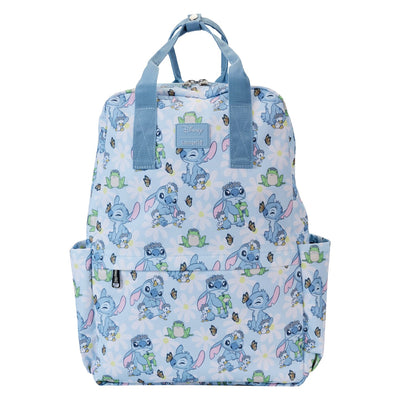 Loungefly Disney Lilo and Stitch Springtime Stitch Allover Print Full-Size Nylon Backpack - Front