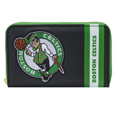 671803451698 - Loungefly NBA Boston Celtics Patch Icons Zip-Around Wallet - Front