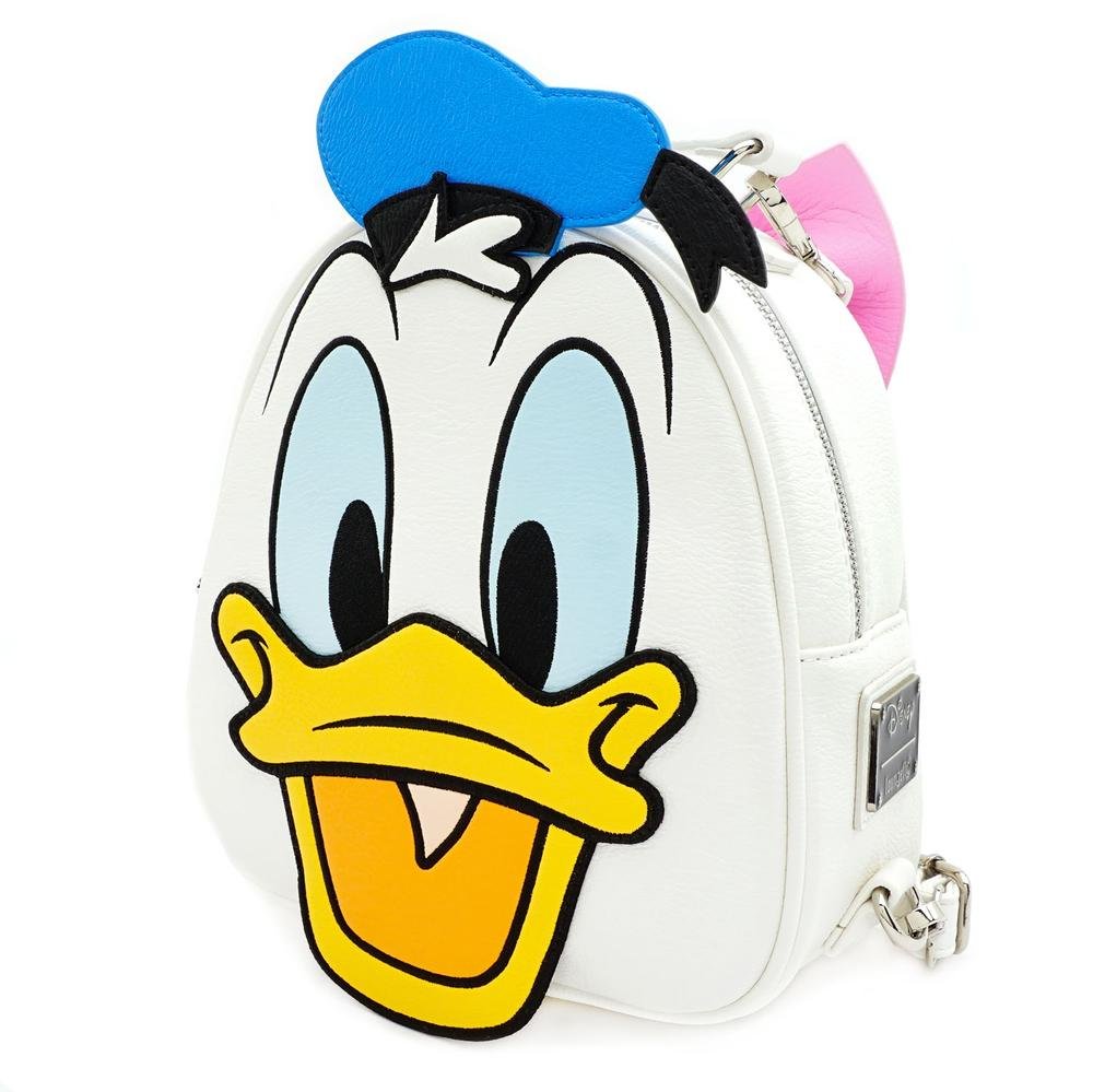 LOUNGEFLY X DISNEY DONALD AND DAISY DOUBLE SIDED MINI BACKPACK - SIDE