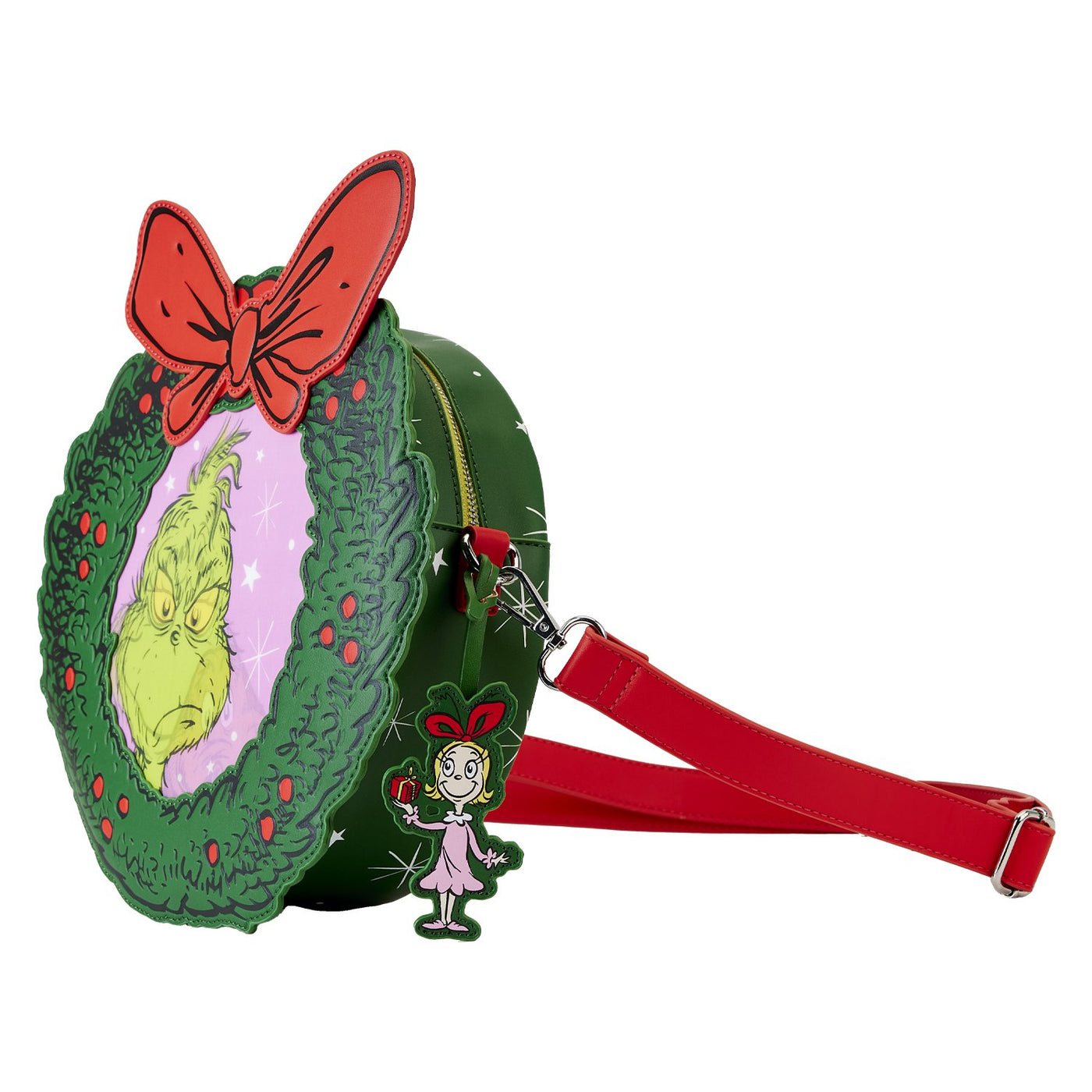 Loungefly Dr Seuss Grinch Christmas Wreath Figural Crossbody - Side View