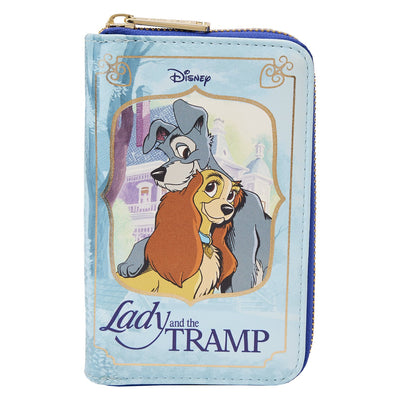 671803448384 - Loungefly Disney Lady and the Tramp Classic Book Zip-Around Wallet - Front