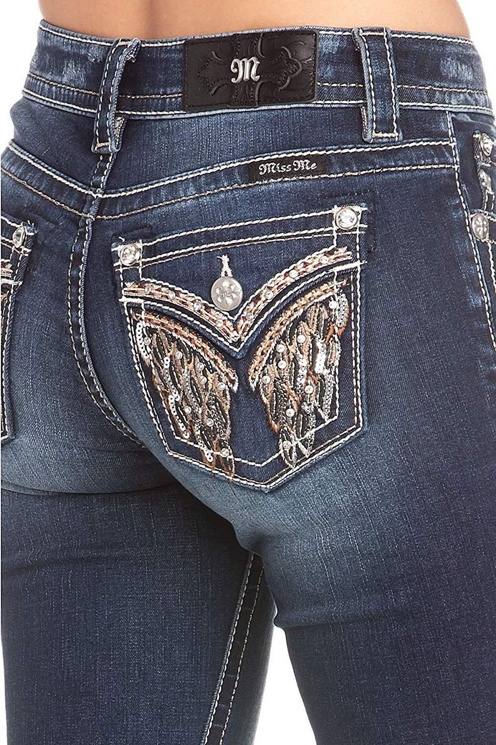 Embellished Angel Wing Bootcut Jeans