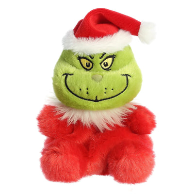 Aurora Dr. Seuss The Grinch 5" Santa Grinch Palm Pals Plush Toy - Front