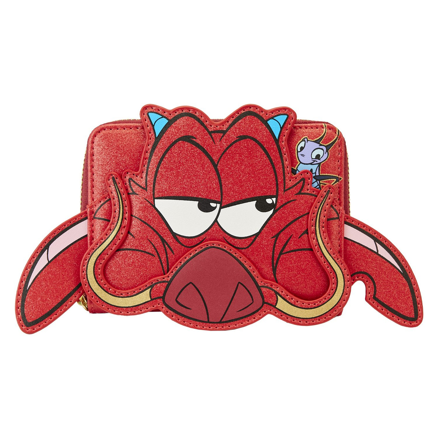 671803394278 - Loungefly Disney Mulan 25th Anniversary Mushu Glitter Cosplay Zip-Around Wallet - Front