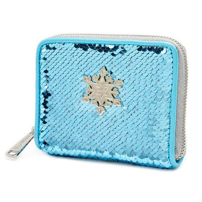 LOUNGEFLY X DISNEY FROZEN ELSA REVERSIBLE SEQUIN ZIP AROUND WALLET - SIDE
