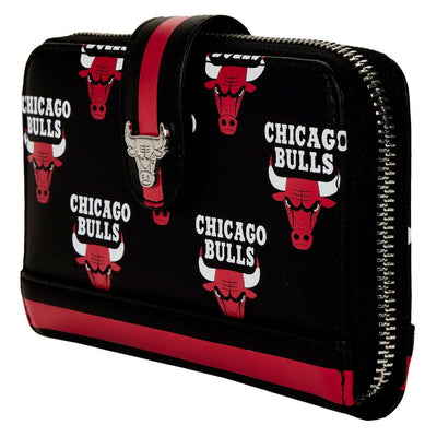 Loungefly NBA Chicago Bulls Logo Zip-Around Wallet - Close Up