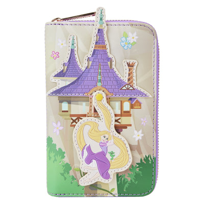 Loungefly Disney Tangled Rapunzel Swinging From Tower Zip-Around Wallet - Front