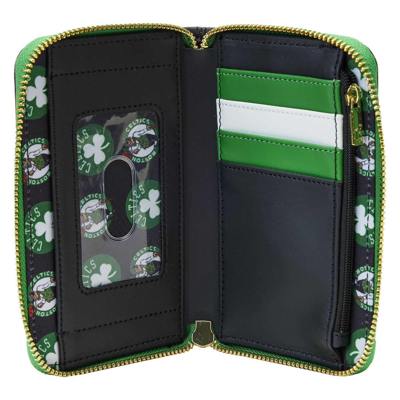 671803451698 - Loungefly NBA Boston Celtics Patch Icons Zip-Around Wallet - Interior