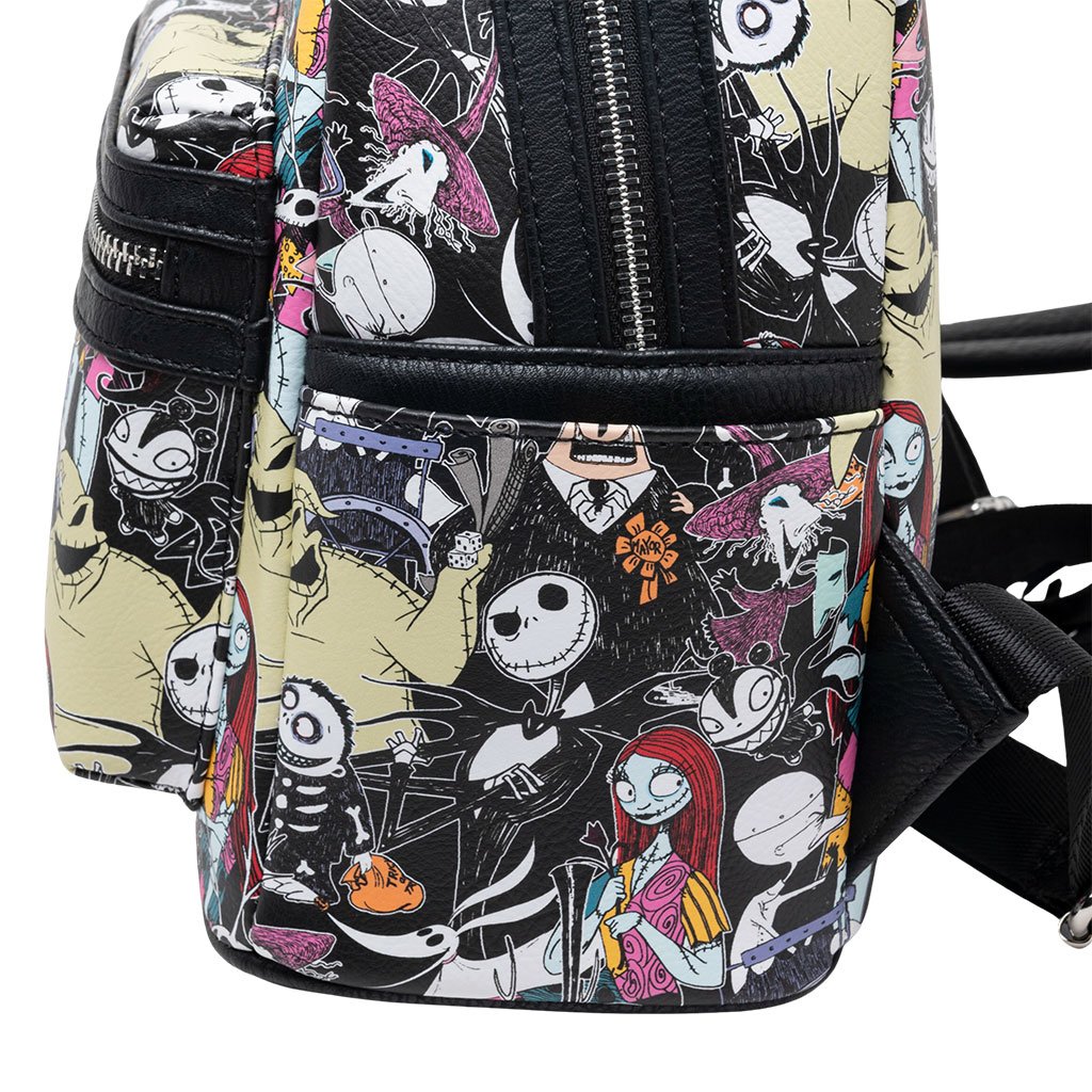 707 Street Exclusive - Loungefly Disney The Nightmare Before Christmas Allover Print Mini Backpack - Side Pocket