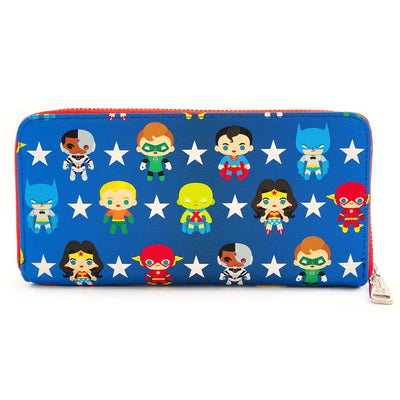Loungefly x DC Comics Justice League Chibi Character All Over Print Zip-Around Wallet - BACK