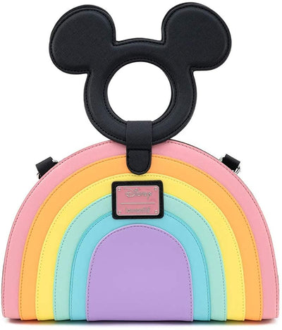 Disney Mickey Mouse Shaped Handle Pastel Rainbow Crossbody