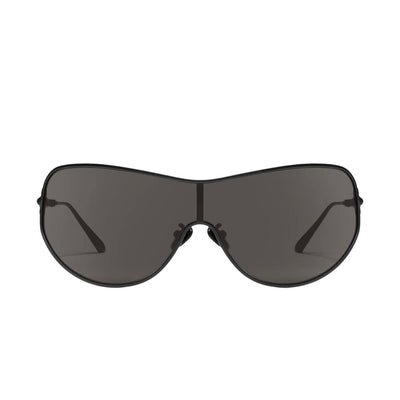 Quay Women's Balance Wrap Shield Sunglasses in Matte Black Frame/Smoke Lens-front view