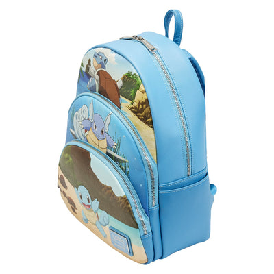 671803450257 - Loungefly Pokemon Squirtle Evolution Triple Pocket Backpack - Top View