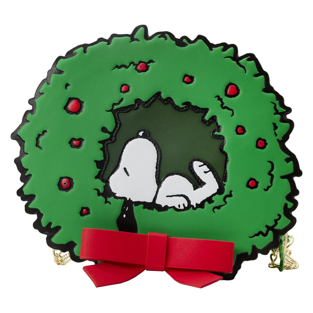Loungefly Peanuts Snoopy Woodstock Light Up Wreath Crossbody - Front