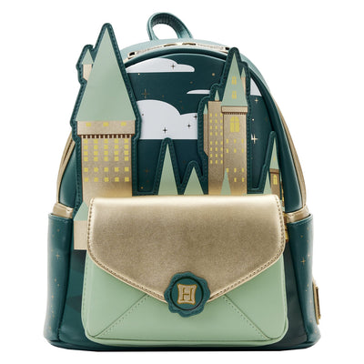Loungefly Harry Potter Golden Hogwarts Castle Mini Backpack - Front