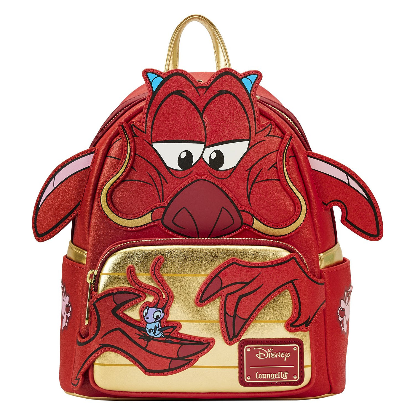 671803394261 - Loungefly Disney Mulan 25th Anniversary Mushu Glitter Cosplay Mini Backpack - Front