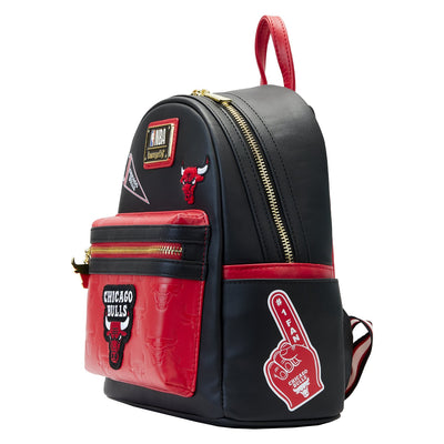 671803451780 - Loungefly NBA Chicago Bulls Patch Icons Mini Backpack - Side View