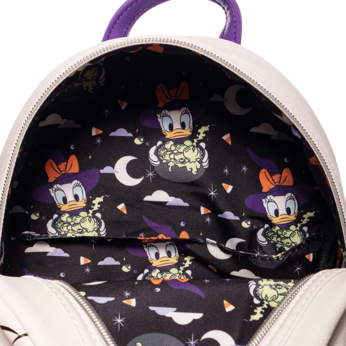 Loungefly Disney Daisy Duck Halloween Witch Mini Backpack - Entertainment Earth Ex - Loungefly mini backpack interior lining