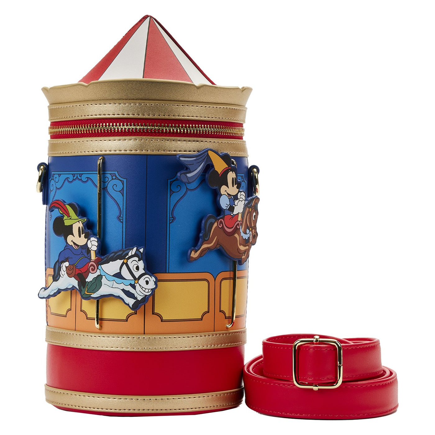 Loungefly Disney Brave Little Tailor Mickey Minnie Carousel Crossbody - Moveable Applique Details