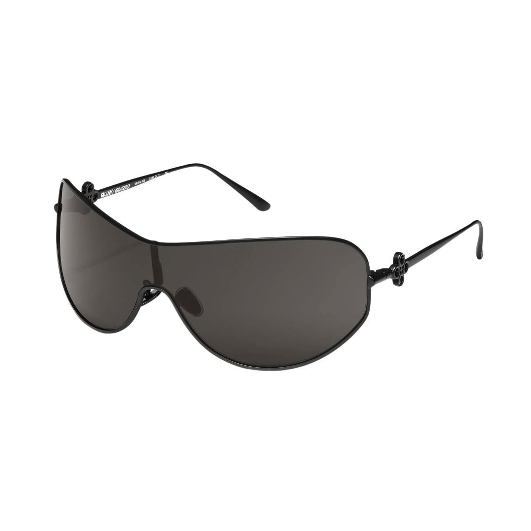 Quay Women's Balance Wrap Shield Sunglasses in Matte Black Frame/Smoke Lens-top view