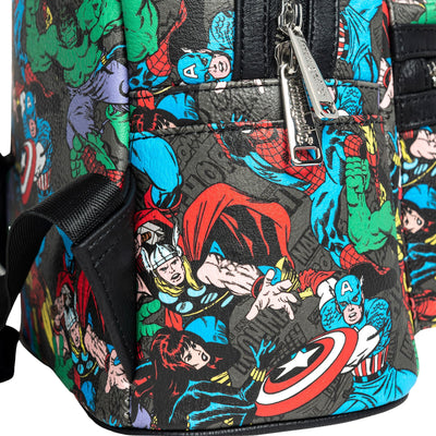 707 Street Exclusive - Loungefly Marvel Avengers Allover Print Mini Backpack - Side Pockets