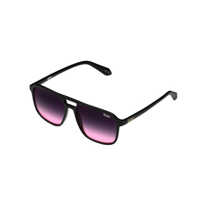 Quay Unisex On The Fly Retro Square Aviator Sunglasses Black Frame/Black Pink Fade Lens - top view
