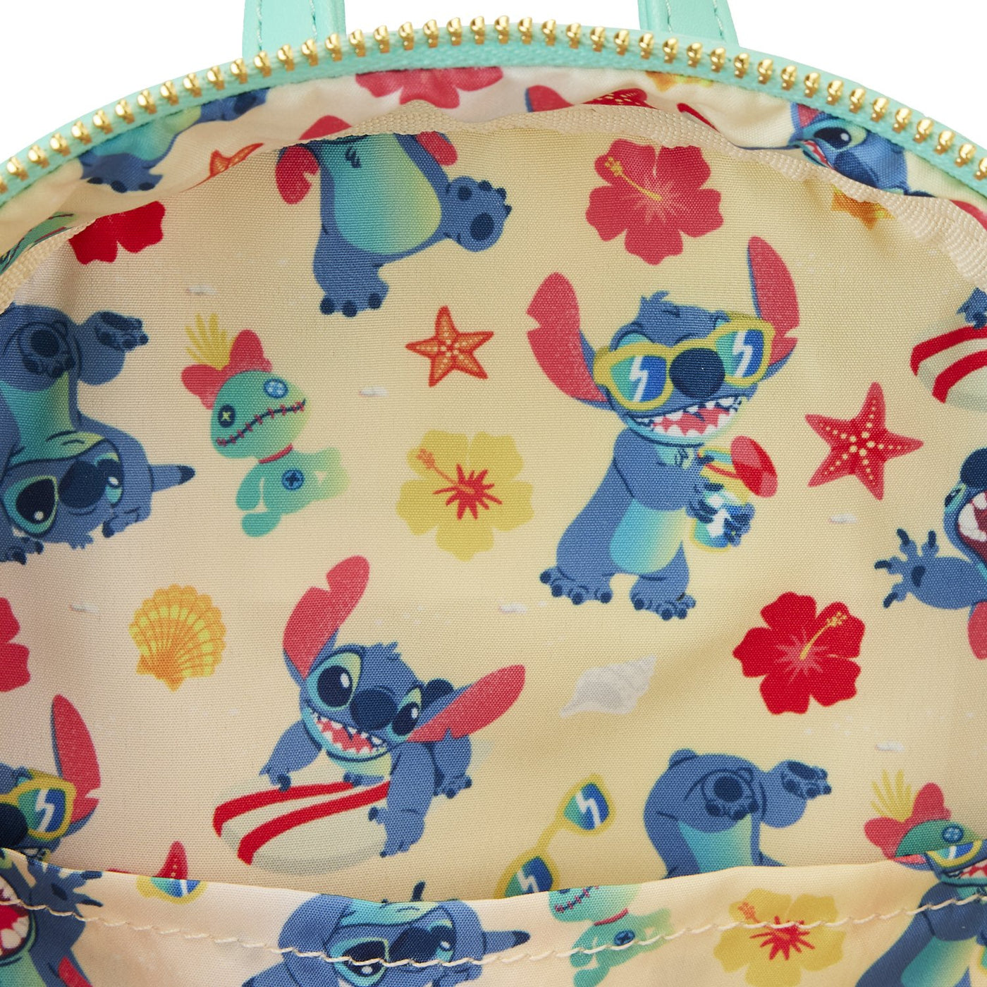 671803392601- Loungefly Disney Stitch Sandcastle Beach Surprise Mini Backpack - Interior Lining