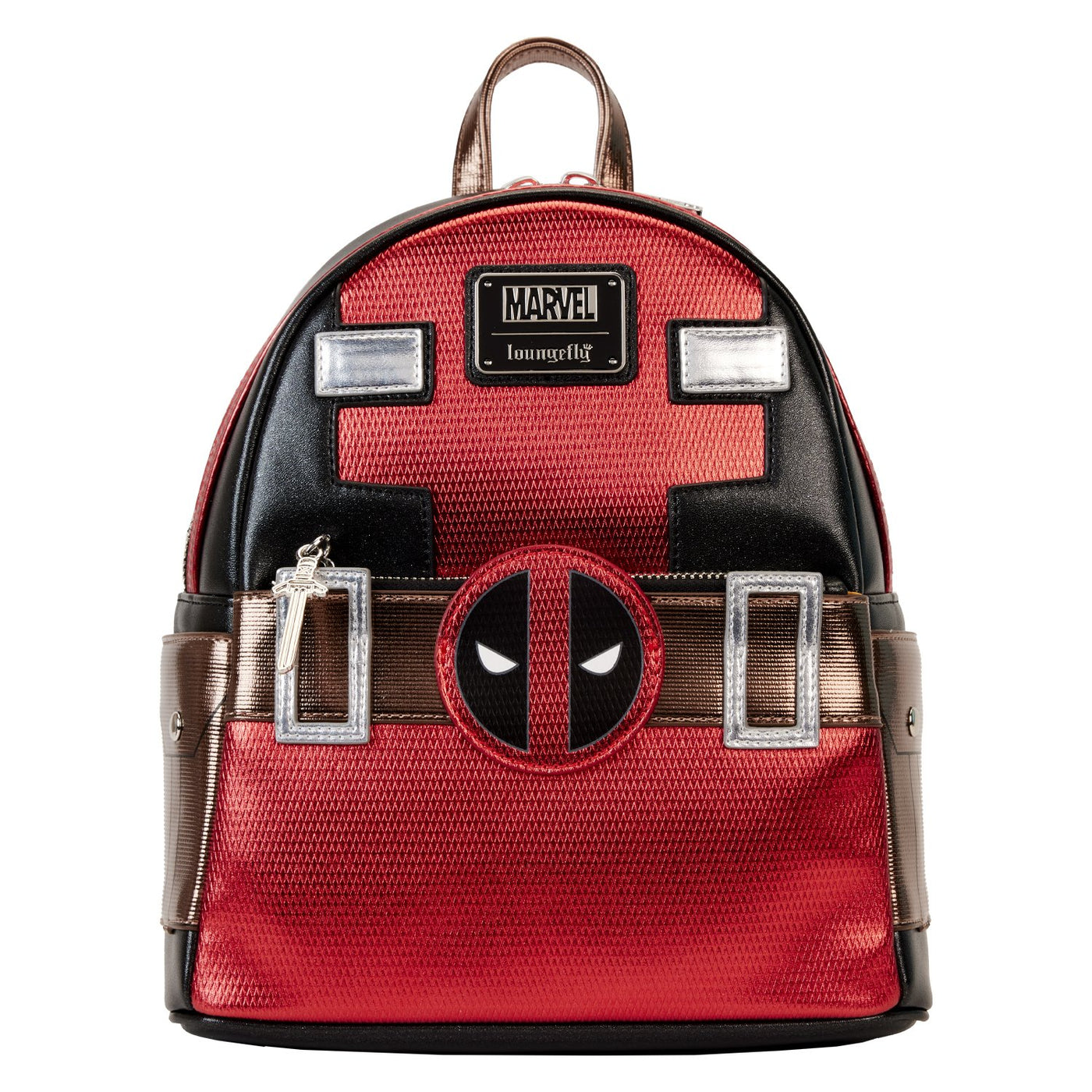 Loungefly Marvel Deadpool Metallic Collection Cosplay Mini Backpack -  Front