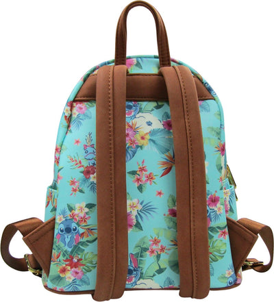 707 Street Exclusive - Loungefly Disney Lilo & Stitch Mint Floral Allover Print Mini Backpack - Back
