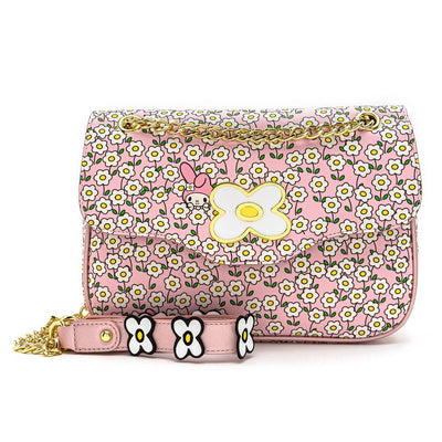 Loungefly x Sanrio My Melody Flower Field Patterned Crossbody Purse - FRONT