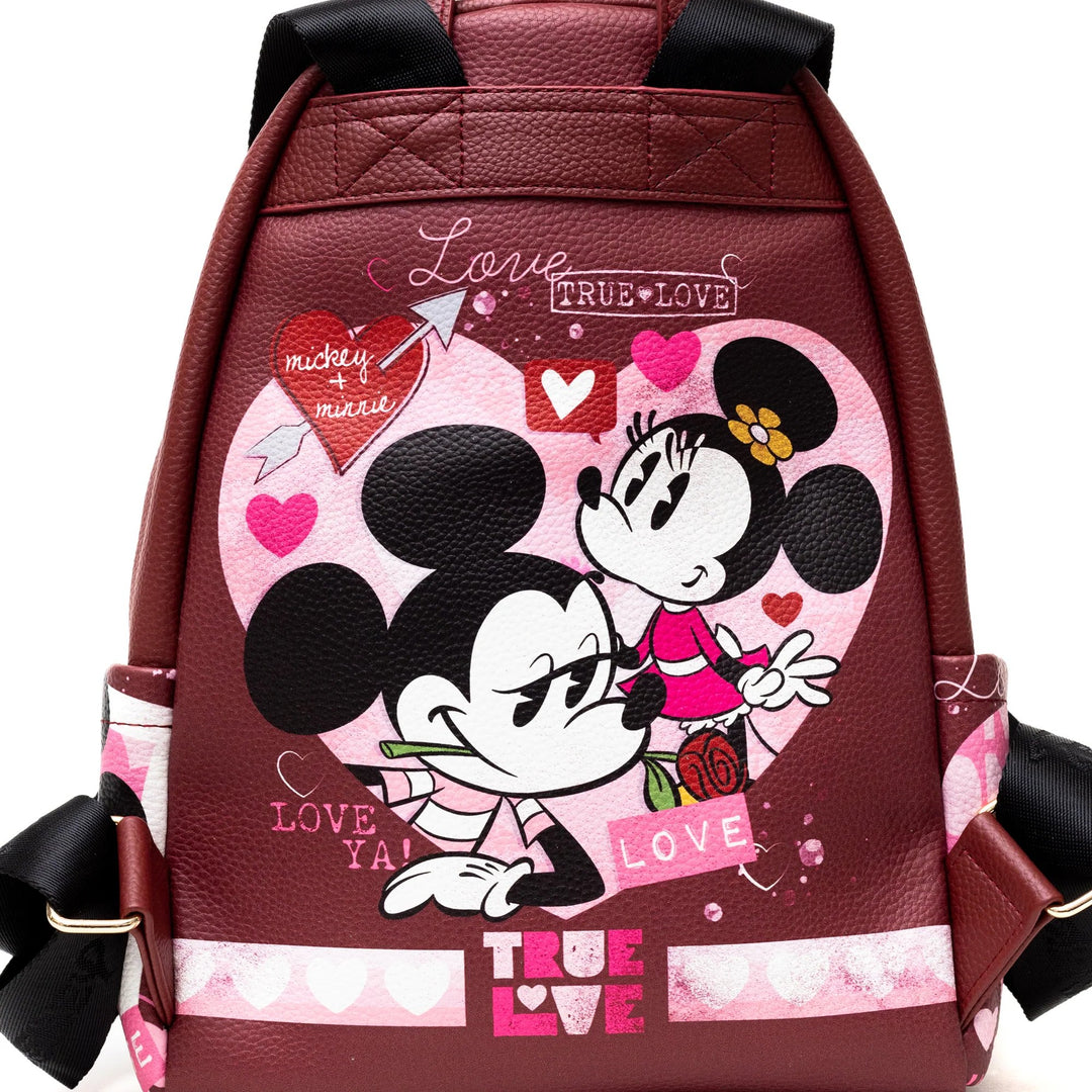 WondaPop Disney Pink Pastel Love Mickey & Minnie Mouse Valentines Mini Backpack Amazon.com | Wondapop Designer Series Mickey and Minnie 12  main image 4