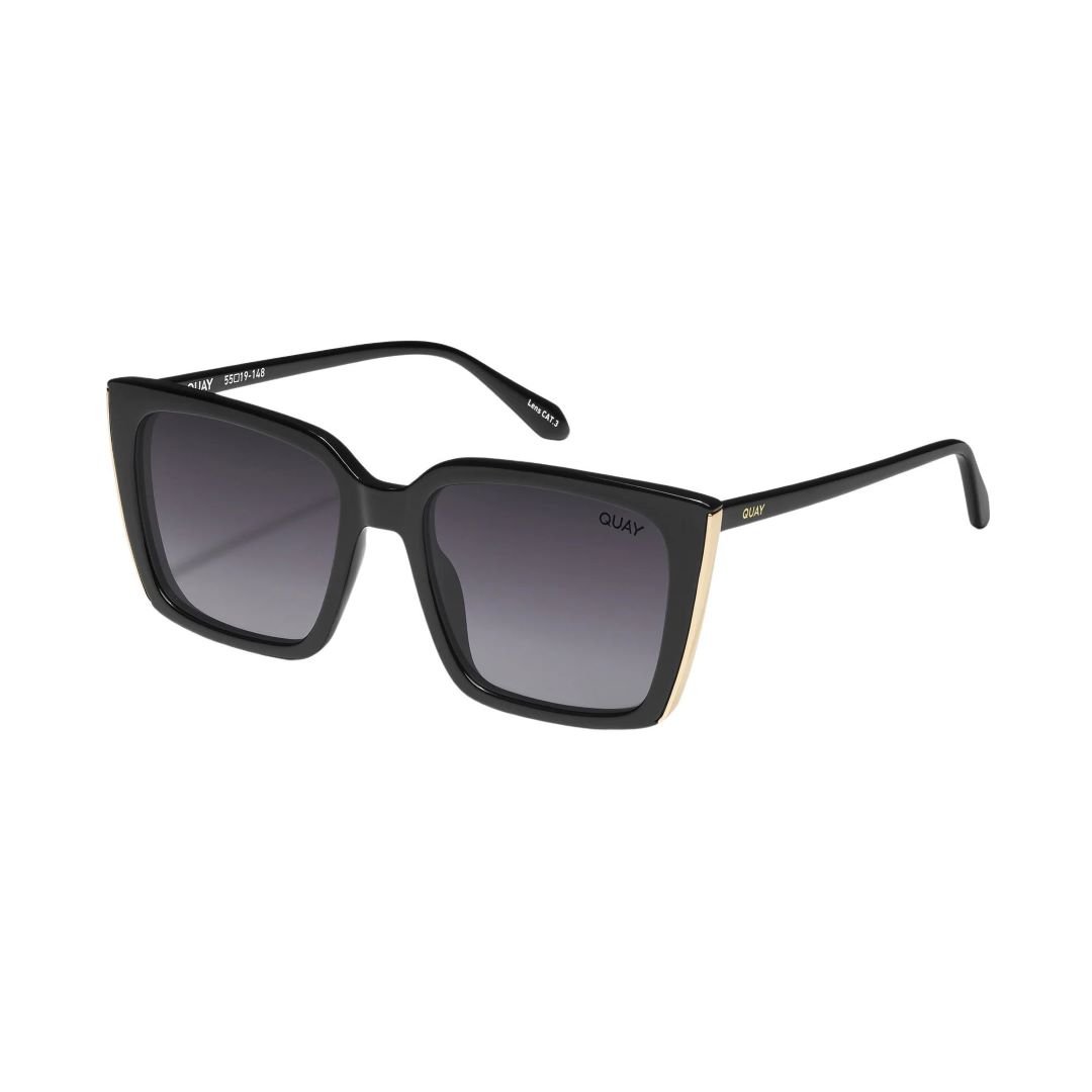 Quay Women's Front Cover Oversized Square Sunglasses - Black - top view