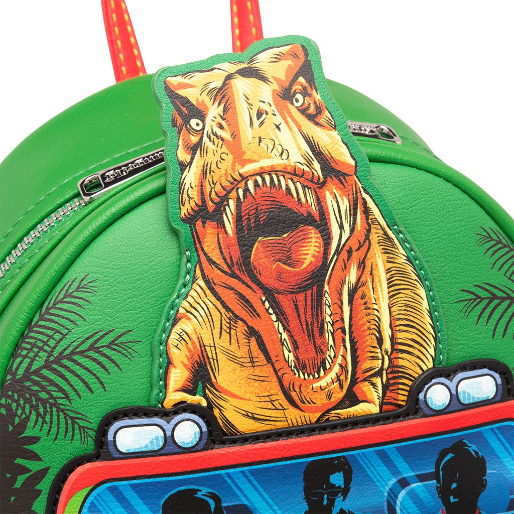 671803459151 - 707 Street Exclusive - Loungefly Jurassic Park Light Up T-Rex Escape Mini Backpack - Applique Close Up
