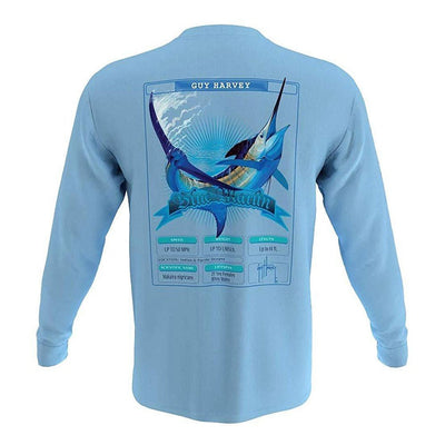 Powder Blue Blue Marlin Trading Card Long Sleeve Pocket T-Shirt