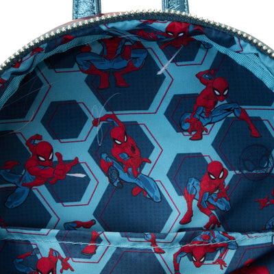 671803458338 - Loungefly Marvel Shine Spiderman Cosplay Mini Backpack - Interior Lining
