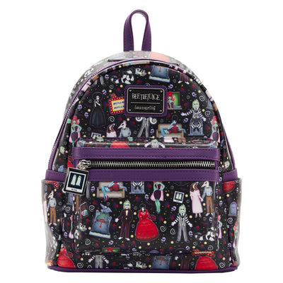 Loungefly Beetlejuice Icons Allover Print Mini Backpack - Front