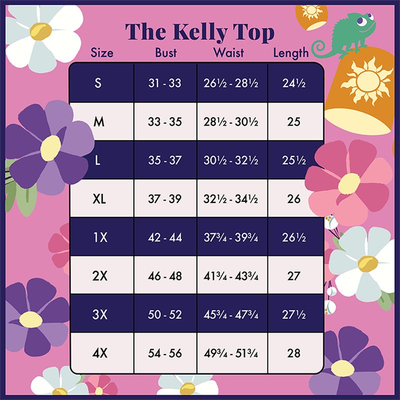 Stitch Shoppe by Loungefly Disney Rapunzel Lanterns Kelly Top - Size Chart