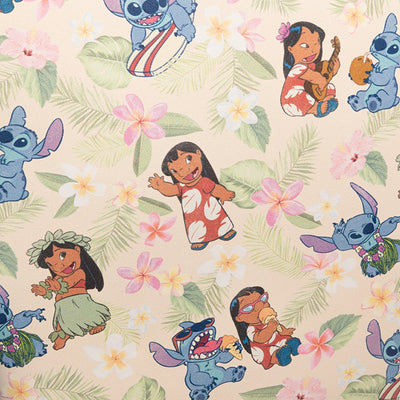 671803438415 - 707 Street Exclusive - Loungefly Disney Lilo and Stitch Hula Dance Mini Backpack - ALLOVER PRINT CLOSEUP