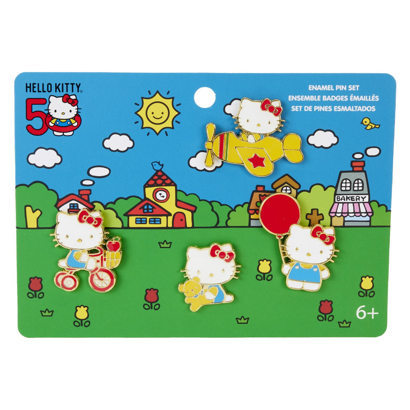 Loungefly Sanrio Hello Kitty 50th Anniversary Classic 4 Piece Pin Set - Front