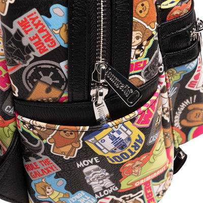 707 Street Exclusive - Star Wars Kawaii Sticker Allover Print Mini Backpack - Zipper