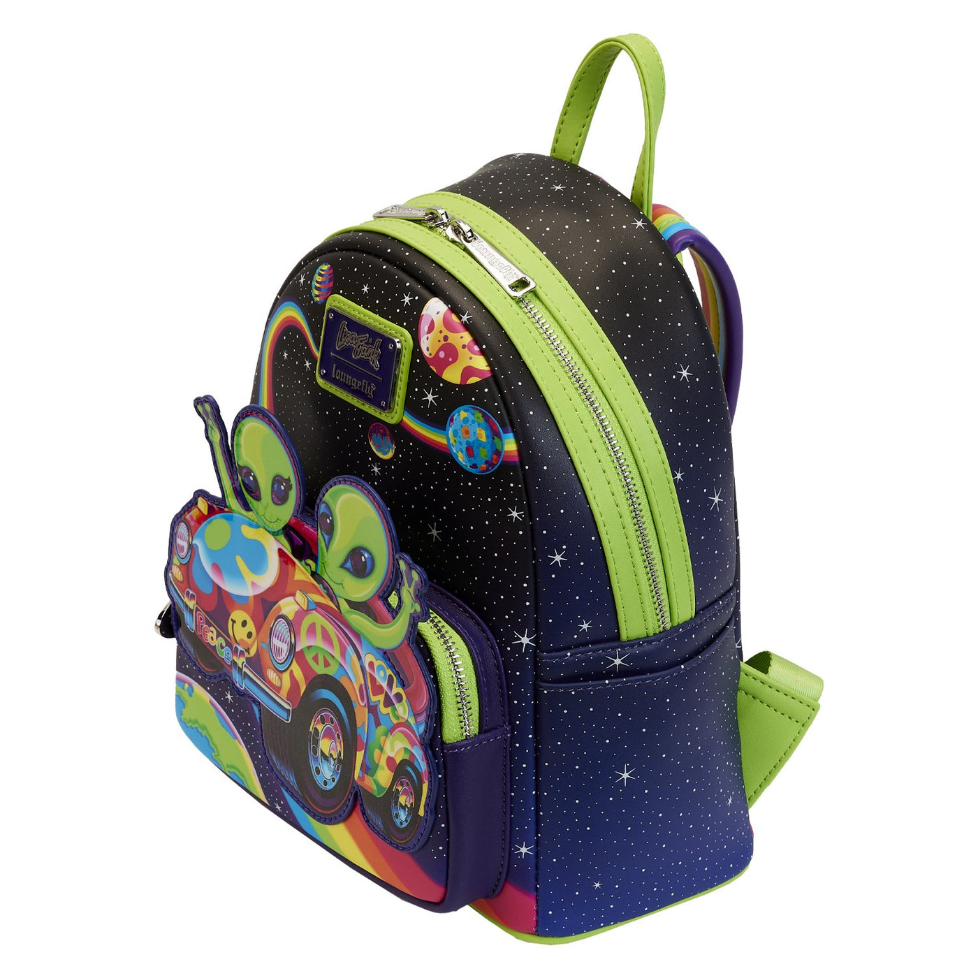671803444249 - Loungefly Lisa Frank Cosmic Alien Ride Mini Backpack - Top View