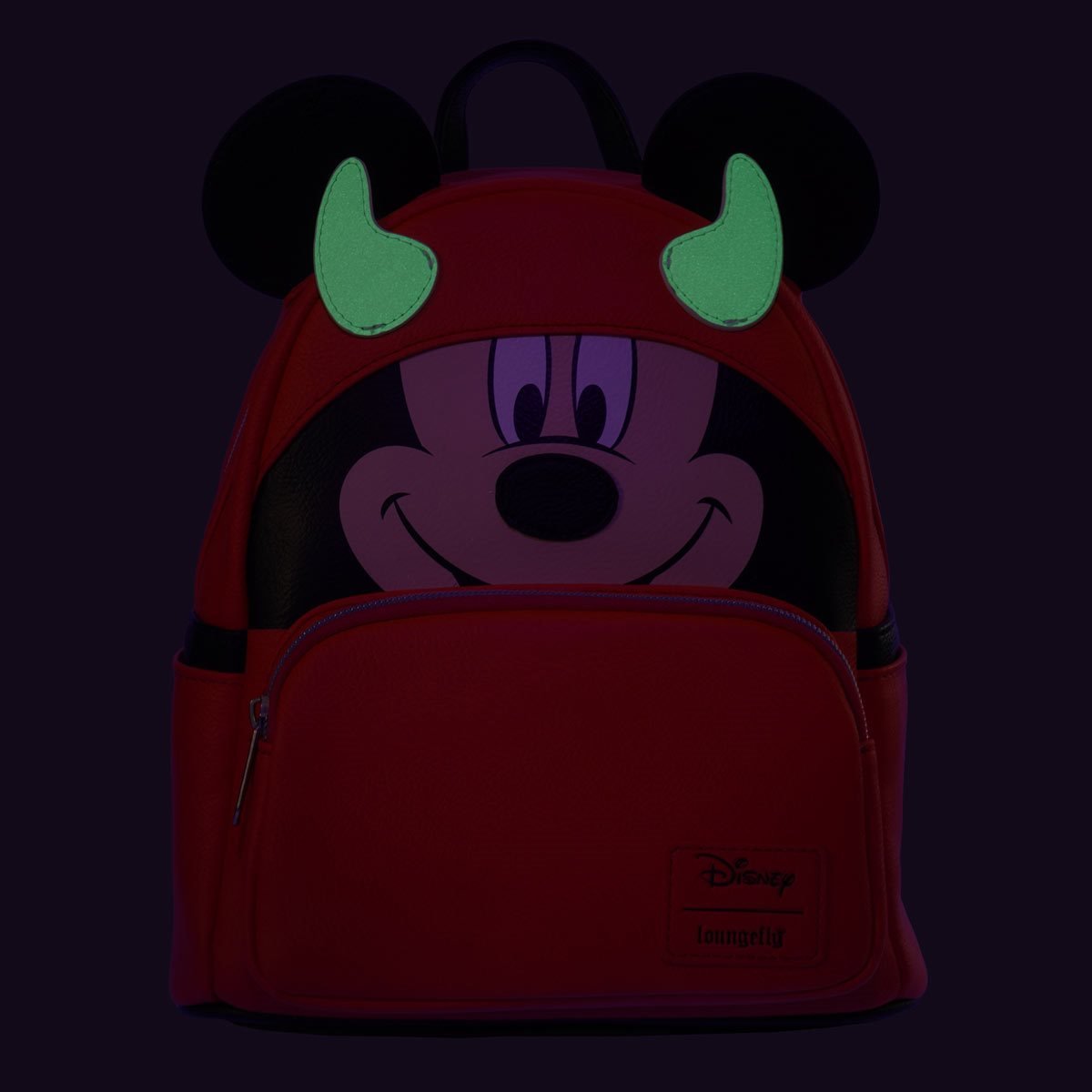 Loungefly Disney Mickey Mouse Devil Mickey Mini Backpack - Entertainment Earth Ex - Glow in the Dark