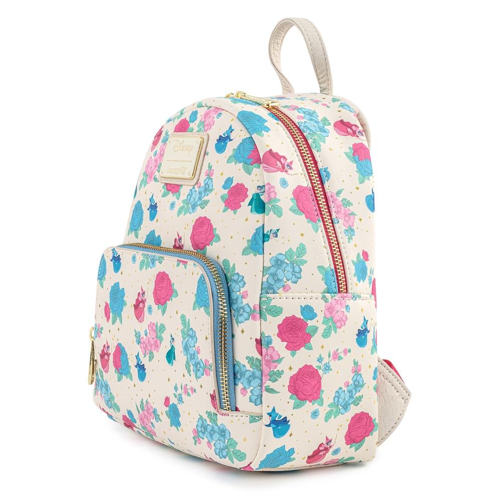 Disney Sleeping Beauty Floral Fairy Godmother Allover Print Mini Backpack - Side Profile