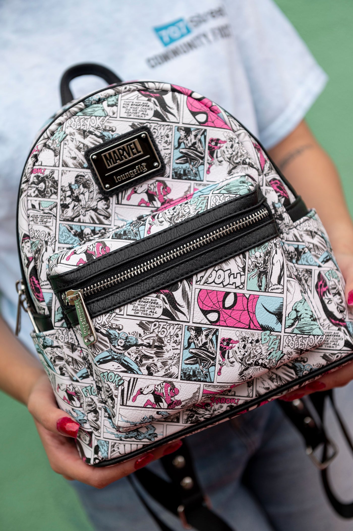 707 Street Exclusive - Loungefly Marvel Retro Comics Allover Print Mini Backpack - Lifestyle