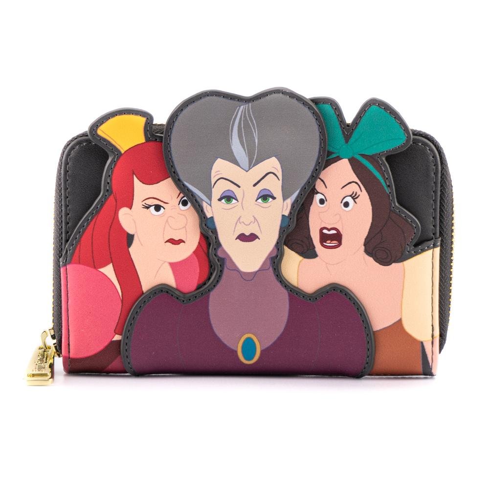 Loungefly Disney Villains Scene Evil Stepmother &amp; Stepsisters Zip-Around Wallet - Front