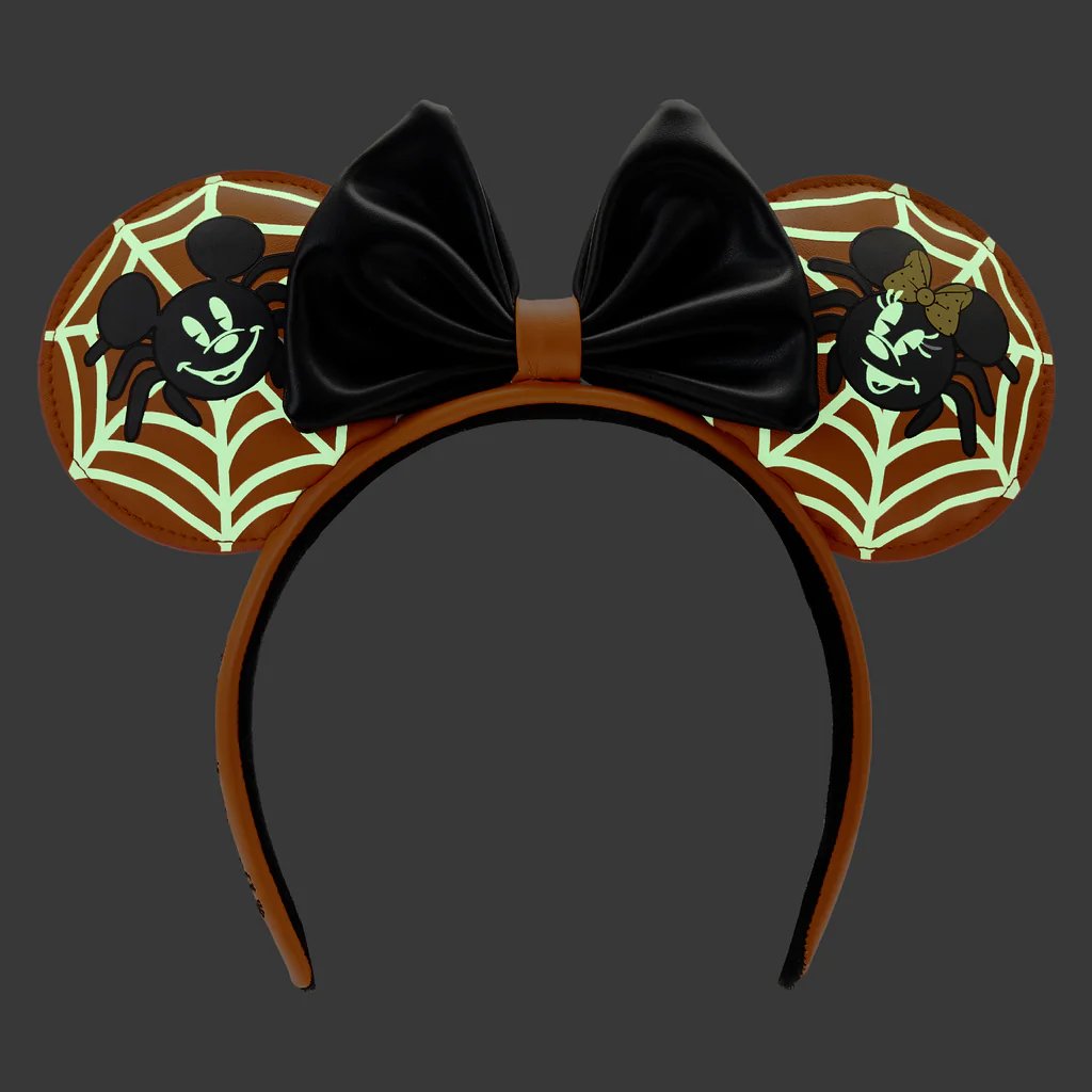 Loungefly Disney Mickey and Minnie Spider Glow Ear Headband - Glow in the Dark