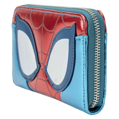 671803458383 - Loungefly Marvel Spiderman Shine Zip-Around Wallet - Side View