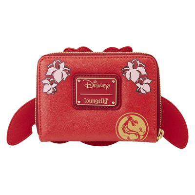 671803394278 - Loungefly Disney Mulan 25th Anniversary Mushu Glitter Cosplay Zip-Around Wallet - Back