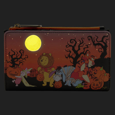 Loungefly Disney Winnie the Pooh Halloween Group Flap Wallet - Front Glow